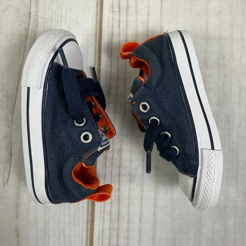 Kids Converse All Star Navy Orange Lace‎ Up Sneakers Shoes Size 6 Toddler